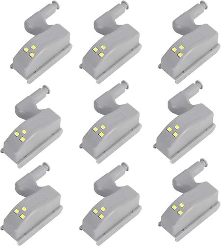 9 piezas de luz LED con bisagra de armario y armario, luz universal con sensor para cocina moderna, armario de hogar, armario, armario, lámpara de