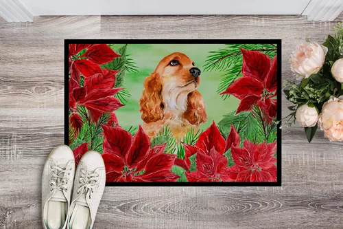 Miniatura 2 de Caroline's Treasures CK1354MAT - Felpudo de Cocker Spaniel Poinsettas de 18 x 27 pulgadas, tapete para puerta delantera, interior y exterior