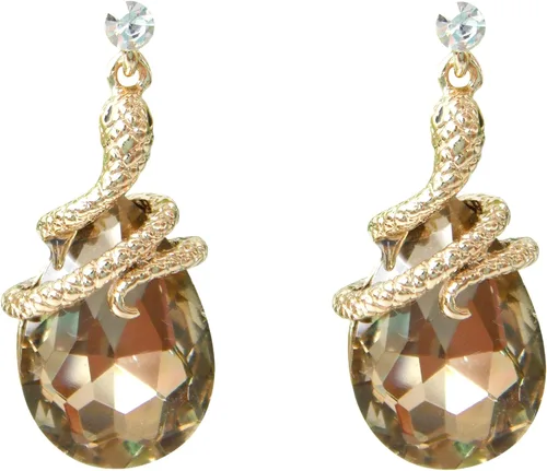 Miniatura 70 de Navachi Pendientes colgantes de gota de serpiente con forma de pera multicolor de cristal chapado en oro de 18 quilates