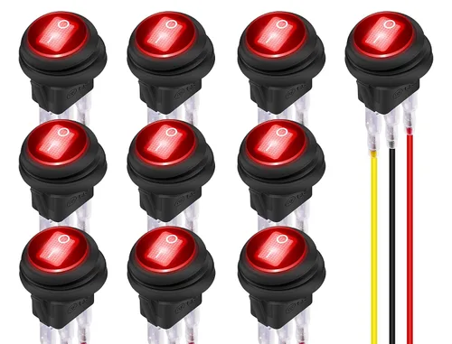 Miniatura 9 de DaierTek Interruptor basculante impermeable de 12 V y 20 A con luz LED azul, redondo, 3 pines, 12 voltios, palanca iluminada resistente a