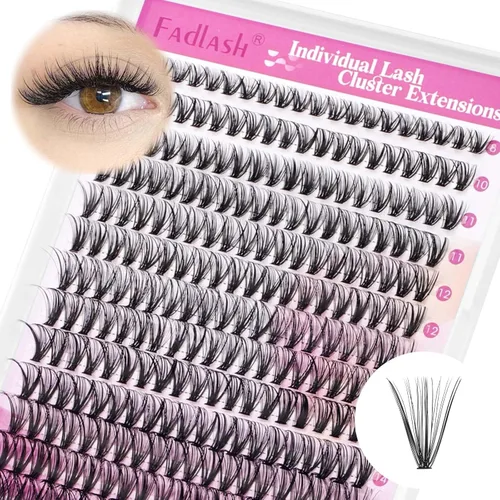 Miniatura 15 de Extensiones de pestañas en racimo 20D, bandeja mixta con pestañas individuales en racimo, de visón negro, para colocar en casa, maquillaje