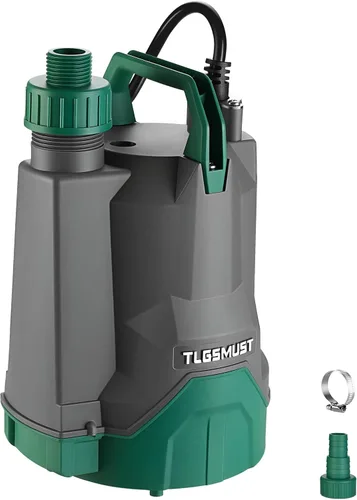 Bomba de agua sumergible eléctrica: Tlgsmust Bomba utilitaria de 1/3 HP, bomba de agua portátil eléctrica termoplástica de 2450 GPH para eliminación