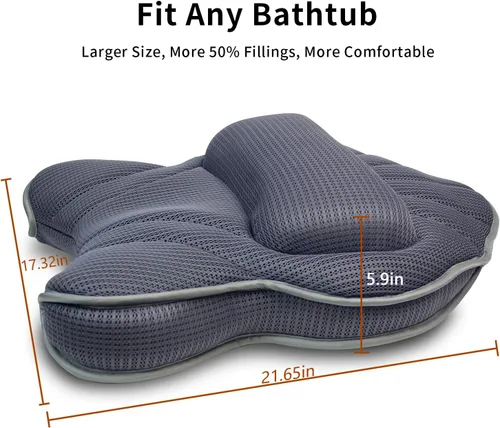 Miniatura 3 de Poemland Almohada de baño grande extra gruesa con cuello, espalda, soporte para la cabeza para bañera, spa, gris remojo (21 x 17 pulgadas)