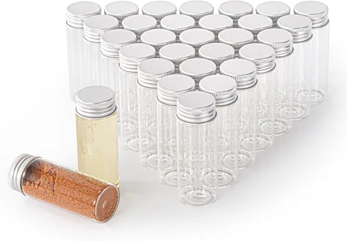 Miniatura 8 de Viales de vidrio de 80 ml, 14 piezas, con tapa de rosca de aluminio, 14 botellas de vidrio transparente de BKMAMLAB