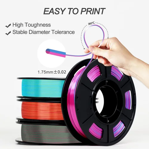 Miniatura 4 de Yousu Seda de Doble Color Filamento PLA para 3D Impresora Filamento Coextrusión PLA Multicolor Filamento PLA 1.75mm (± 0.03 mm) Compatible