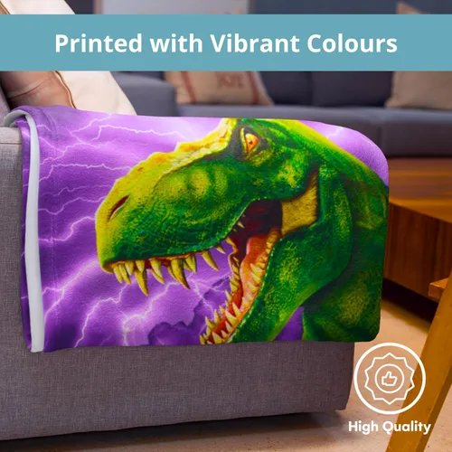 Miniatura 5 de Dawhud Direct T-Rex - Manta de vellón para cama, 75 x 90 pulgadas, manta de forro polar jurásico tamaño Queen para niños, hombres, unisex y niños