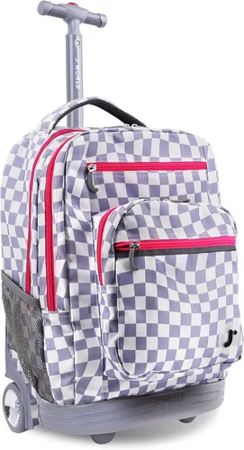 Miniatura 34 de J World Sundance Mochila Rodante para Laptop para Niñas y Niños. Mochila Escolar con Ruedas, Rombos negro, 20 pulgadas