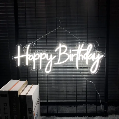 Miniatura 8 de Letrero de neón de feliz cumpleaños de 23.6 x 9.45 pulgadas, letrero de neón personalizado para fiesta, letrero de pared, decoración de dormitorio
