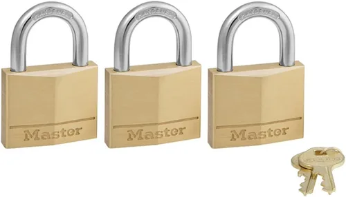 Miniatura 15 de Master Lock 140T Candado de latón sólido con llave, paquete de 2