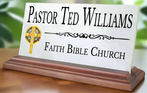 Miniatura 8 de Placa de identificación cristiana personalizada para pastores o trabajadores de la iglesia, mármol sólido (Christian3)