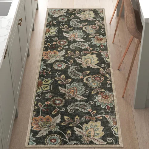 Morebes Alfombras Florales para Pasillos de 6 Pies Antideslizantes, Alfombra de Pasillo Paisley para Entrada Interior, Alfombra de Baño Lavable