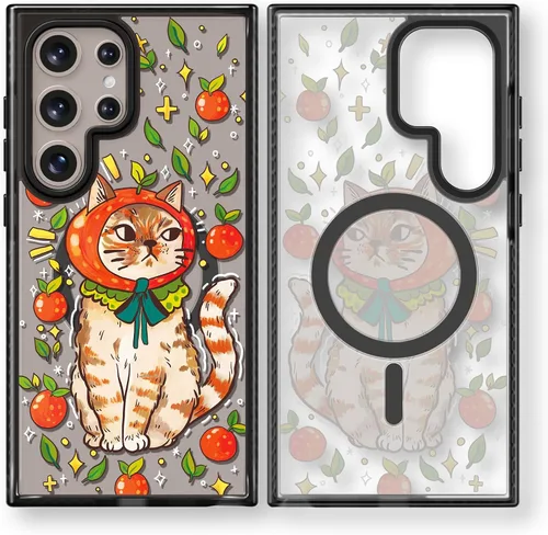 Miniatura 225 de Rosarnnah Funda compatible con Samsung Galaxy S24 Ultra, bonita estética, a la moda, divertida funda con estampado de gatito y gato, duradera a