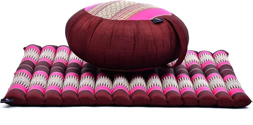 Leewadee Juego de cojines de meditación: 1 almohada redonda de meditación Zafu y 1 alfombrilla de meditación Zabuton cuadrada enrollable, paquete de