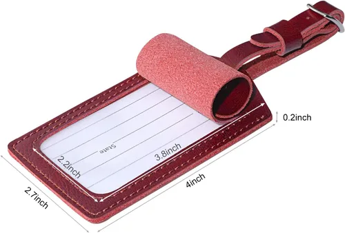 Miniatura 3 de S-ZONE Etiqueta de identificación de etiquetas de equipaje de cuero para maletas, mochila de 2 piezas, conjunto