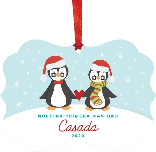 Miniatura 27 de Andaz Press Adorno de recuerdo de Navidad con marco de fantasía de familia española, Nuestra Primera Navidad Como UNA Familia De Tres 2024, Familia