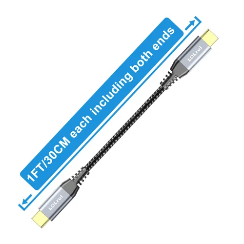 Miniatura 8 de Cable USB C corto [1 pie, paquete de 2] Transferencia de datos de 10 Gbps, salida de monitor USB-C 4K a 60Hz y cable de carga rápida de 100 W