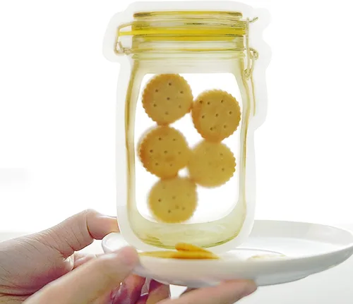 Miniatura 6 de anGrace Mason Jar Bags Amarillas, 20 Piezas Bolsas Reutilizables Herméticas para Almacenamiento de Alimentos a Prueba de Fugas Bolsas Ahorradoras