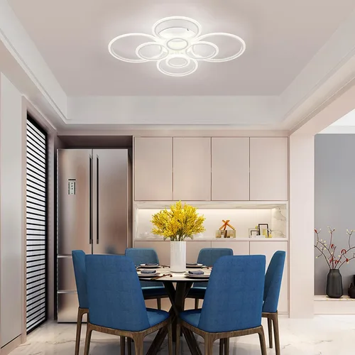 Miniatura 7 de Lámpara de techo LED moderna de montaje empotrado, 8 anillos blancos, lámpara de techo cercana al techo, para sala de estar, iluminación de comedor