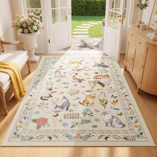 Miniatura 29 de Unirea Alfombra pequeña lavable beige de 2 x 3 para puerta de entrada interior, antideslizante, alfombra de entrada de animales suave para cocina