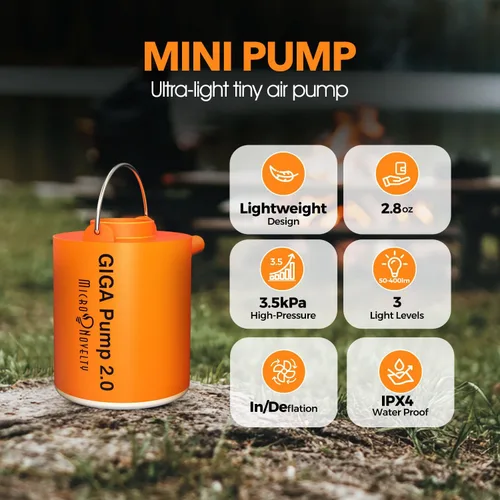 Miniatura 2 de GIGA Pump 2.0 - Bomba de aire eléctrica y portátil, batería recargable de 1300 mAh, bomba ultra mini, bomba infladora/aspiradora para llantas