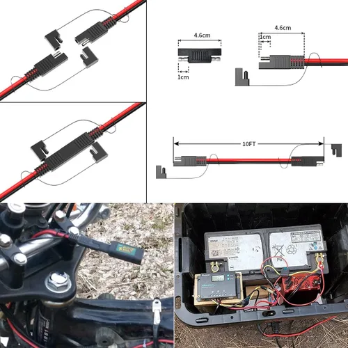 Miniatura 5 de ELFCULB Cable de extensión SAE de 10 AWG, 10 pies, 3/6/10/20/35/50 pies, arnés de cables de desconexión rápida con conector SAE para panel solar
