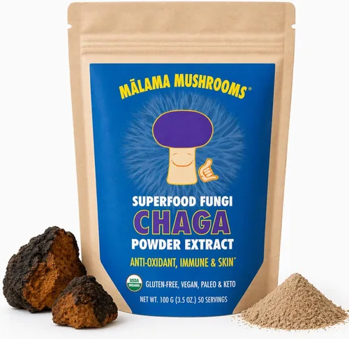 Miniatura 8 de Polvo de extracto de 8 hongos por Malama, mezcla orgánica de hongos corporales con melena de león, reishi, cordyceps, chaga, cola de pavo