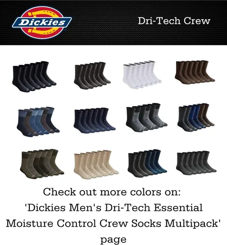 Miniatura 5 de Dickies Men's Dri-tech Original Moisture Control Crew Socks, Available in M-xxl (6, 12, 18 Pairs)