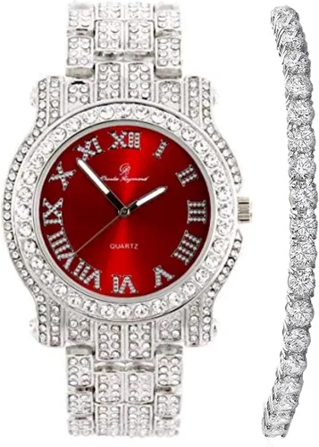 Miniatura 74 de Charles Raymond Bling-ed Out Ultimate Hip Hop Royalty Reloj para hombre con número romano de fácil lectura o indicadores de tiempo de diamantes