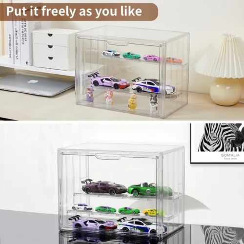 Miniatura 3 de Vitrina para coleccionables, vitrina de acrílico ajustable de 4 capas con puerta magnética, caja de exhibición apilable transparente para figuras, 1