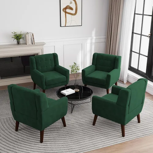 Miniatura 64 de Silla decorativa de piel sintética, moderna silla tapizada para sala de estar, cómodos asientos individuales con botones, asiento de lectura Negro