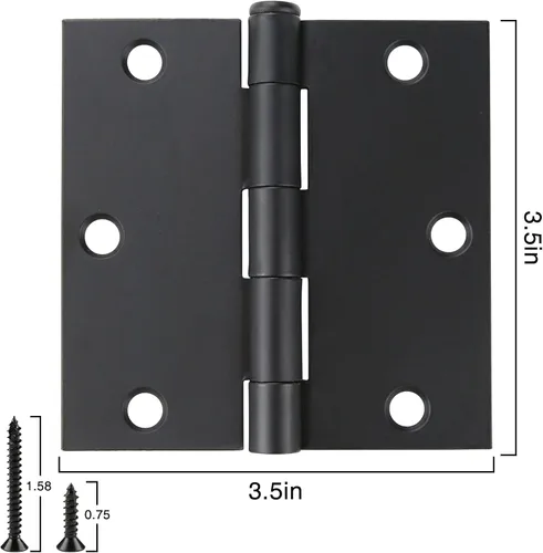 Miniatura 2 de JIW Paquete de 30 bisagras de puerta de radio cuadrado negro mate de 3.5 pulgadas