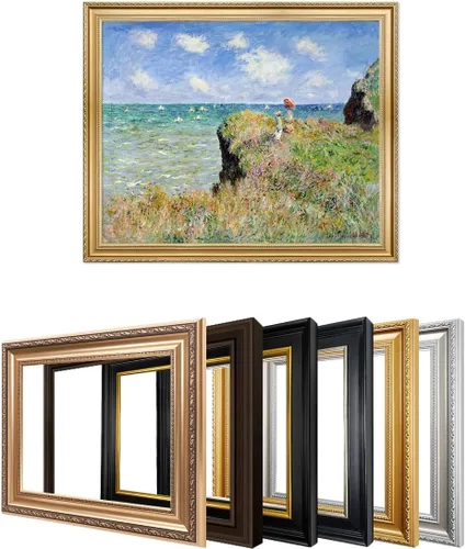 Miniatura 143 de IPIC - Reproducción artística de los lirios de agua de Claude Monet 1906, impresiones giclée coinciden con el marco dorado clásico, arte de pared