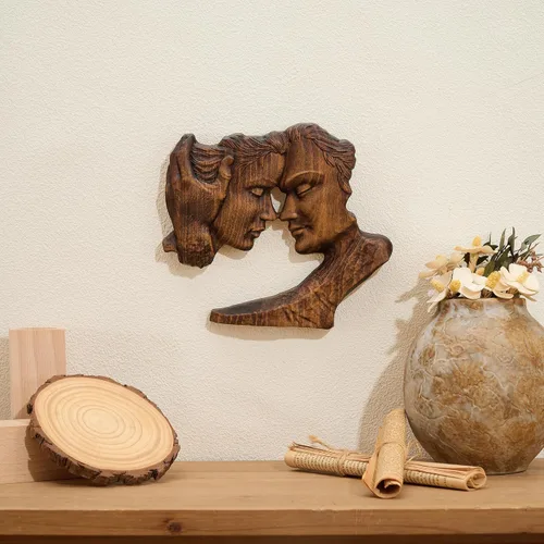 Miniatura 4 de BGCOPPER Estatua de madera para pareja, esculturas abstractas de pareja para decoración del hogar, regalo de mujer para aniversario, boda
