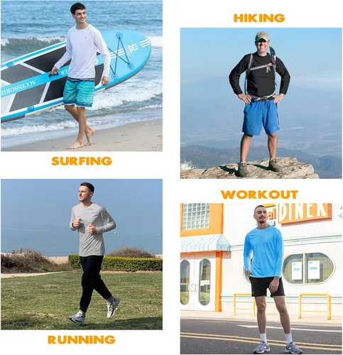 Miniatura 4 de NAVISKIN Camisas de protección contra erupciones para hombre, camisetas de natación FPU 50+ con protección solar ultravioleta, camisas de manga