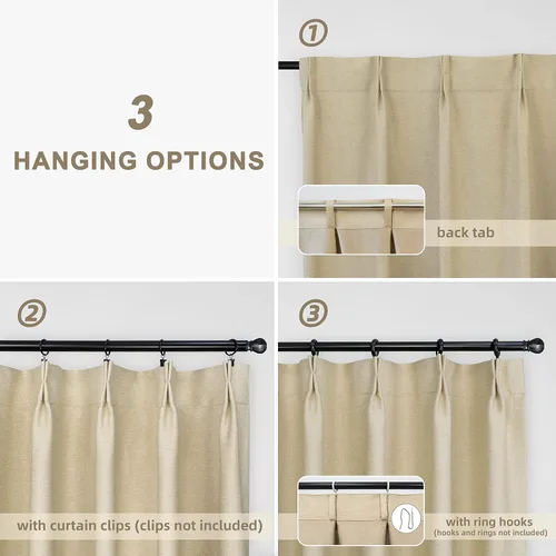 Miniatura 6 de DriftAway Cortinas opacas plisadas para dormitorio, con aislamiento térmico y textura para sala de estar, privacidad con pestaña trasera, juego de 2