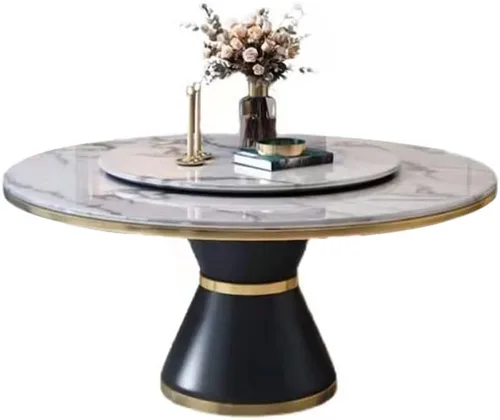 Miniatura 3 de LITFAD Glam Marble Furniture - Mesa de comedor y sillas de altura estándar para 4 mesas de comedor giratorias para restaurante casero, juego de 5