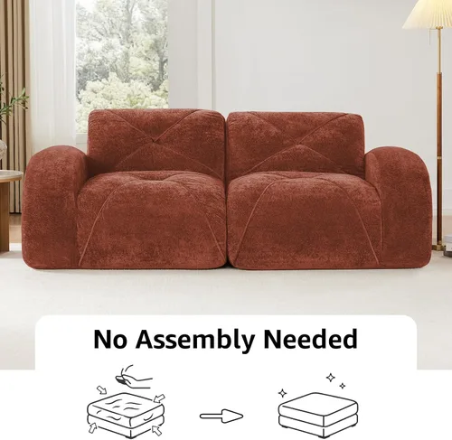 Miniatura 7 de Sofás modulares modulares de 110.6 pulgadas para sala de estar, sofá moderno de terciopelo sin hueso, no requiere montaje, cómodo sofá sin hueso