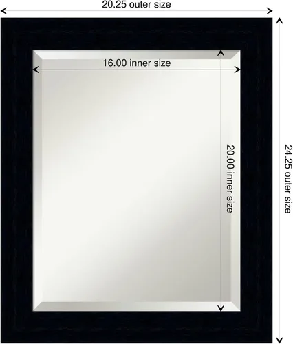 Miniatura 4 de Amanti Art Espejo de baño negro para sobre el fregadero, espejo de tocador rectangular negro Tribeca de 24 x 20 pulgadas, marco de madera pequeño