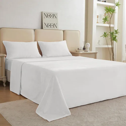 Miniatura 13 de Viviland Juego de sábanas de microforro polar tamaño matrimonial, sábanas ajustadas tipo franela para Navidad con bolsillo de 15" de profundidad