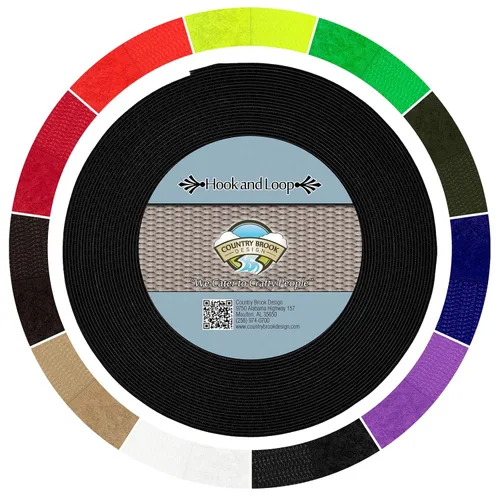 Country Brook Design Cierre de gancho y bucle no adhesivo de 1 pulgada (negro, 10 yardas)