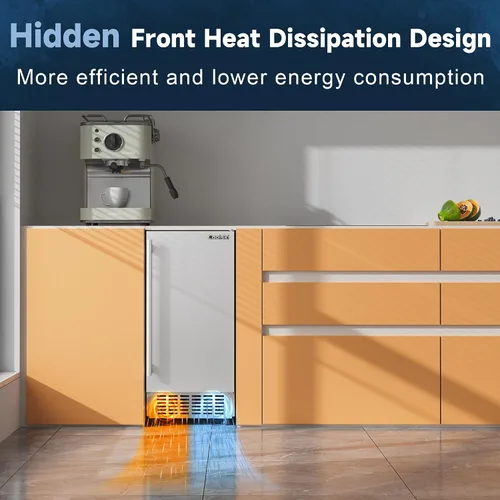 Miniatura 7 de Coolski Máquina de hielo comercial debajo del mostrador de 15 pulgadas de ancho, 130 libras/día de limpieza automática, almacenamiento de 30 libras