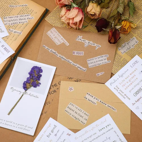 Miniatura 4 de Fainne 48 hojas de calcomanías inspiradoras para planificar, palabras motivacionales, accesorios para diario, letras simples y ordenadas escritas a