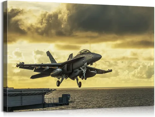 Arte de pared vintage de avión militar de Estados Unidos, arte de pared de avión de combate vintage, arte de pared para decoración de oficina en el
