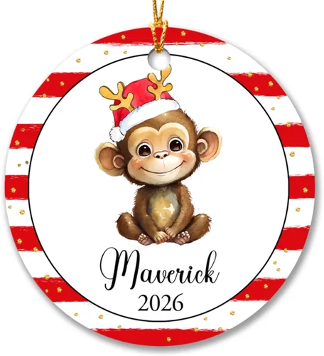 Miniatura 12 de Adorno de Navidad 2026 con texto en inglés "Bee Merry Christmas", adornos personalizados de Navidad de abejas 2026, decoración colgante de árbol