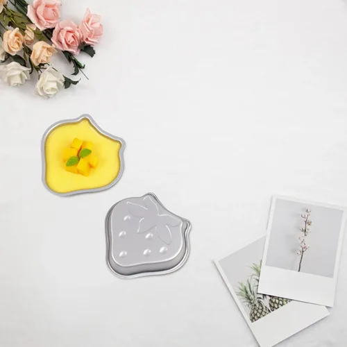 Miniatura 9 de Cabilock Molde de mini pastel en forma de fresa, sartén antiadherente para pudín, jalea y tartas de huevo, molde de postre en forma de fruta pequeña