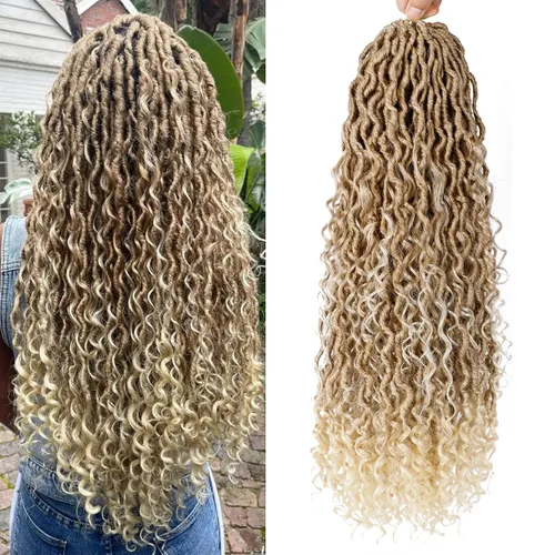 Miniatura 30 de Goddess Locs - Cabello de ganchillo de 10 pulgadas, 7 paquetes de cabello de ganchillo bohemio sintético para mujeres negras, rastas de ganchillo #1B
