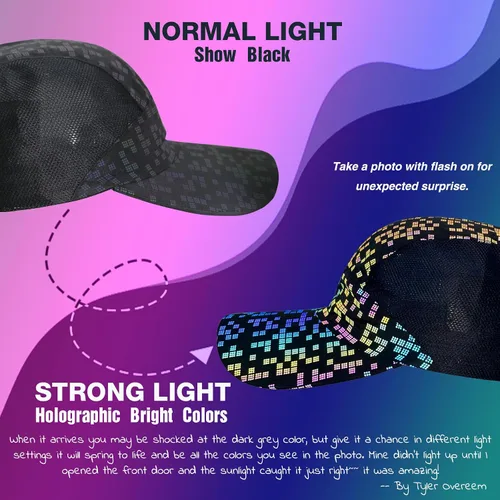 Miniatura 4 de XAANLVY - Gorra de béisbol holográfica original, sin estructura, ajuste relajado, de secado rápido, para mujeres y hombres, ajustable, transpirable
