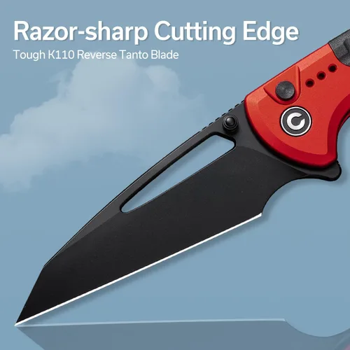 Miniatura 3 de CIVIVI Sentinel Strike - Cuchillo de bolsillo con rompecristales, cuchillo plegable utilitario para EDC al aire libre, hoja Tanto inversa de 3.7 Rojo