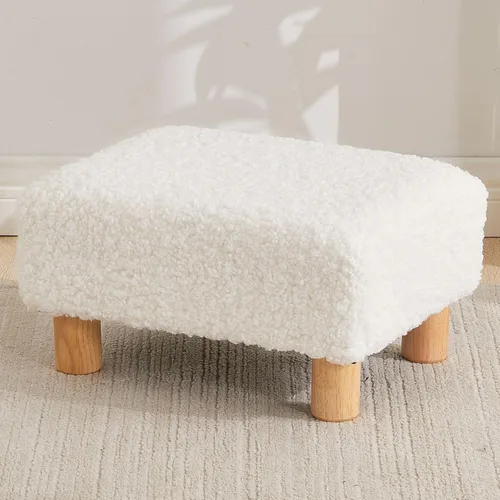 Miniatura 14 de Taburete pequeño otomano, reposapiés otomano de lino, reposapiés para sofá, reposapiés rectangulares y otomanos, pequeño para sala de estar, entrada