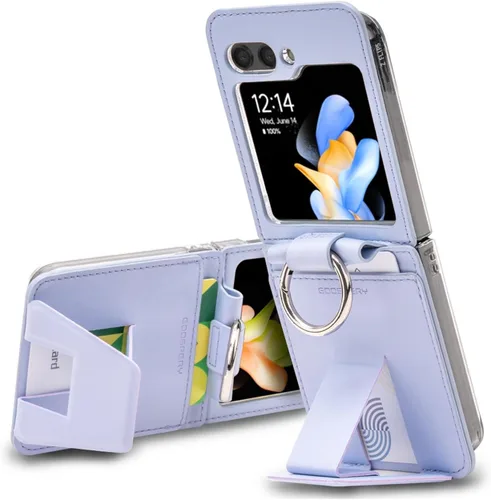 Miniatura 7 de GOOSPERY EZ Mount - Cartera compatible con Samsung Galaxy Z Flip 5, tarjetero con anillo Loopy con soporte ajustable con soporte Negro